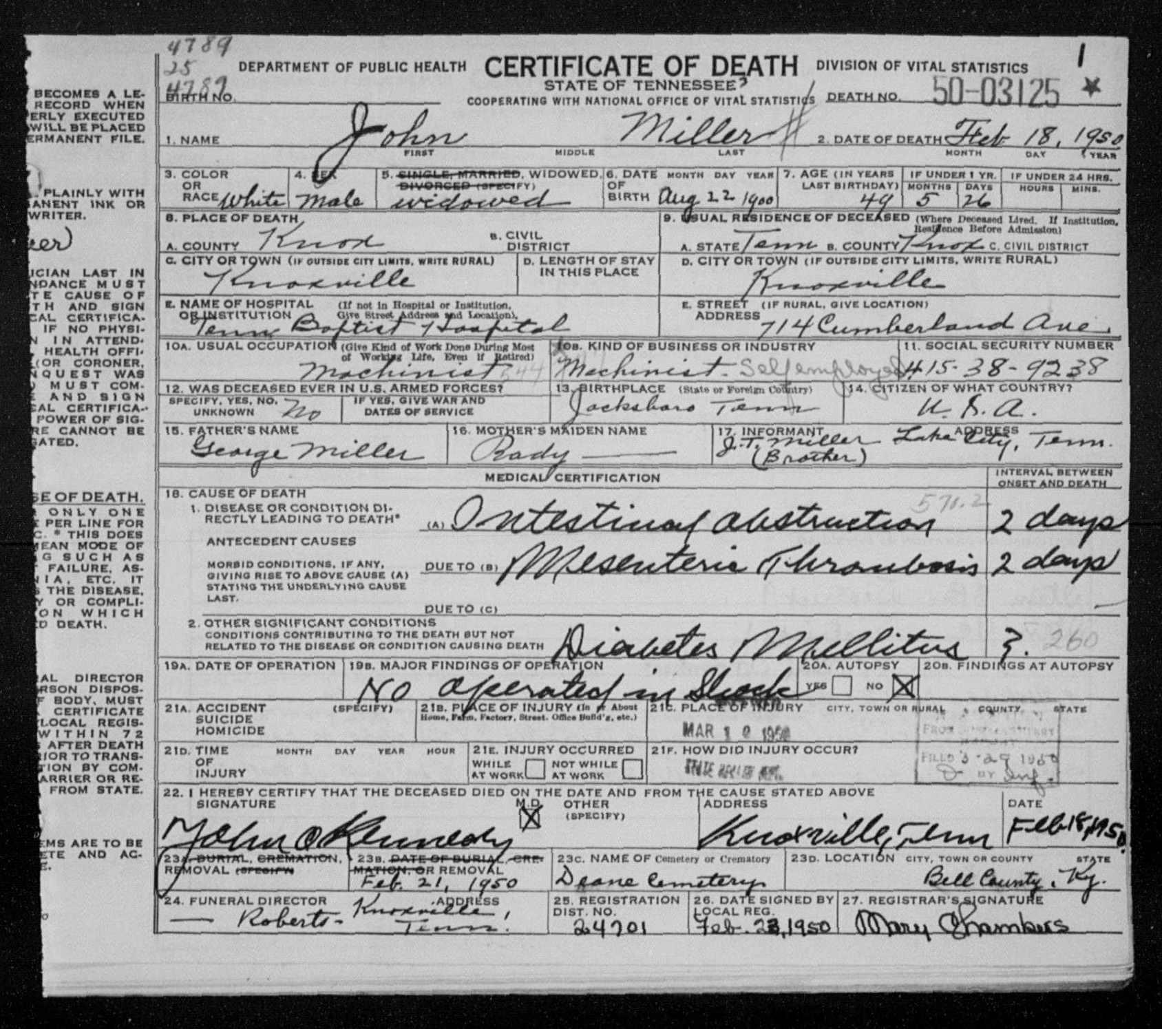 Omia Malicote 1920 Census